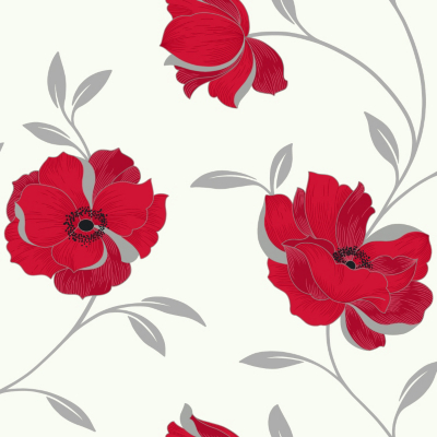 OPERA Sophia Red Motif Wallpaper, Red 614702