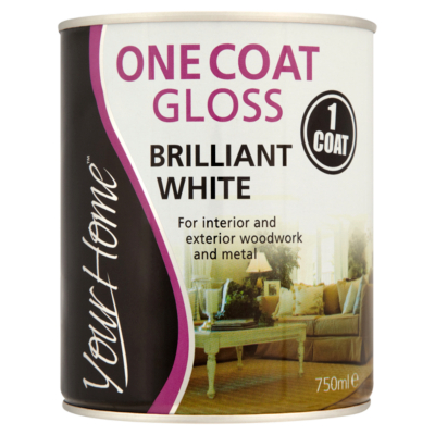 Your Home One Coat Gloss White Paint- 750ml,