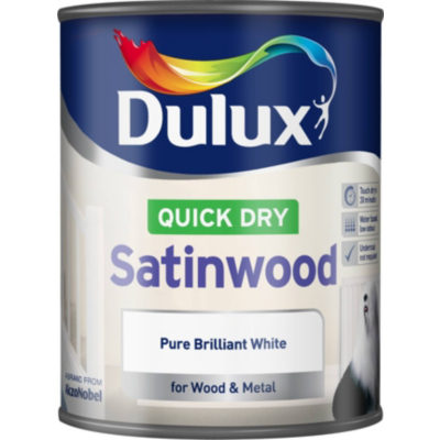 Dulux Quick Dry Satin Wood Pure Brilliant White-