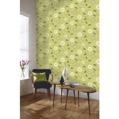 OPERA Tango Motif Green Wallpaper, Green 408303