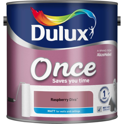 Dulux Once Matt Raspberry Diva - 2.5L, Reds,