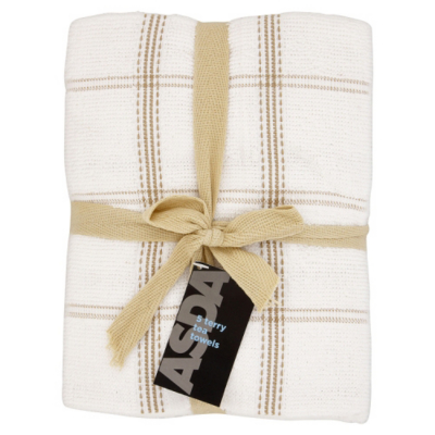 5 Pack Beige and White Terry Tea Towels