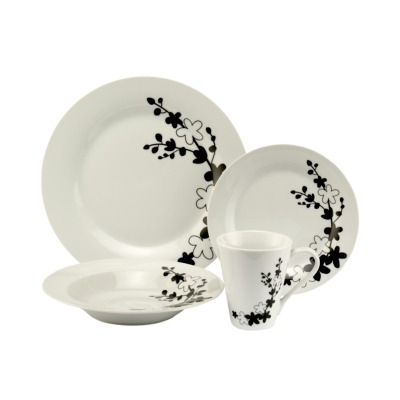 ASDA Orchid Porcelain 12 Piece Dinner Set, White