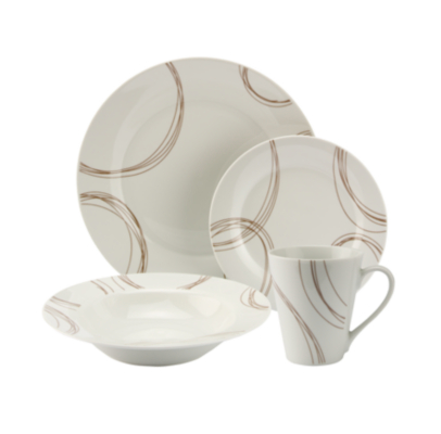 ASDA 16 Piece Scribble Dinner Set, White and