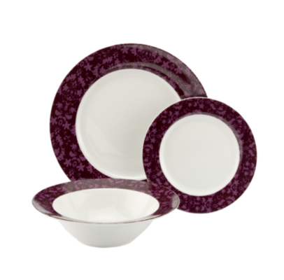 ASDA 12 Piece Bejouled Dinner Set, Plum AW2011322