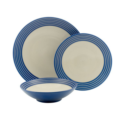 Denby 12 Piece Blue and White Stripe Dinner Set,