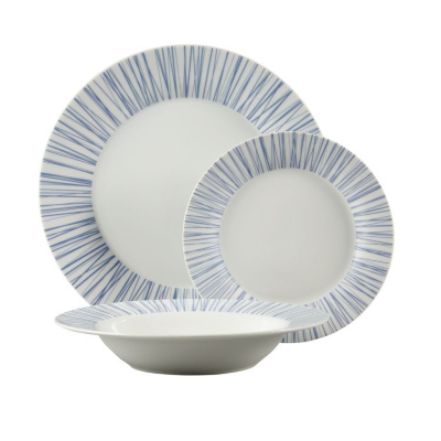 ASDA 16 Piece Linea Dinner Set, Blue/White