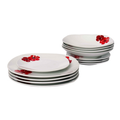 Poppy Porcelain 12 Piece Dinner Set,