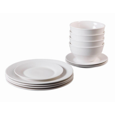 Ribbed Porcelain Dinner Set - 12 Piece,