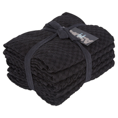 5 Pack Black Terry Tea Towels