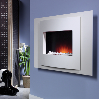 Katell Vista Wall Mounting Silver Electric Fire and Surround, Silver