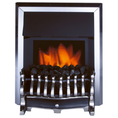 Royal Cozyfire Black and Chrome Fret Electric Fire Chrome Trim