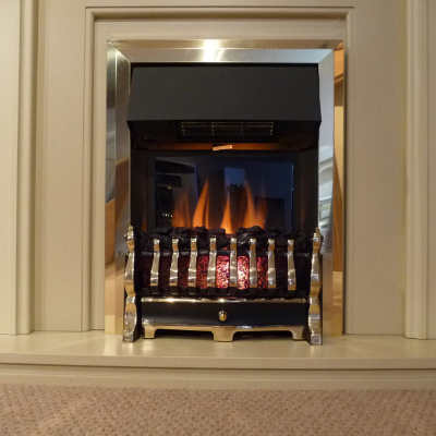 Royal Cozyfire Brass Trim Black and Brass Fret Electric Fire