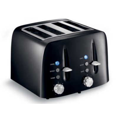 4 Slice Toaster - Black, Black KS-2418B