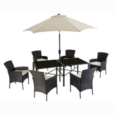 ASDA Jakarta 8 Piece Patio Dining Set, Brown and