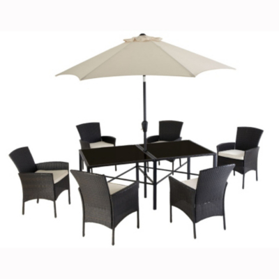 Jakarta 8 Piece Patio Dining Set, Brown and