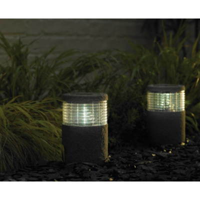 Short Stone-Coated Pillar Light - 2 Pack