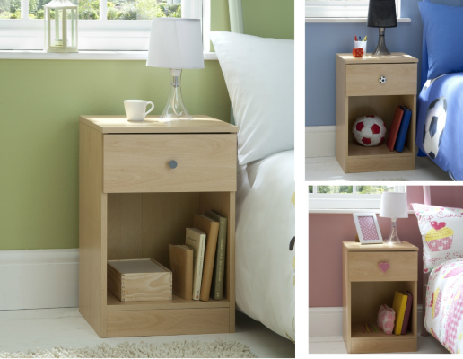 Brighton 1 Drawer Beech effect Bedside Cabinet, Beech