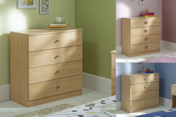 Brighton 4 Drawer Beech effect Chest of Drawers, Beech