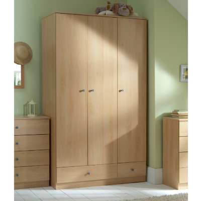 ASDA Brighton 3 Door and 2 Drawer Beech Effect Wardrobe