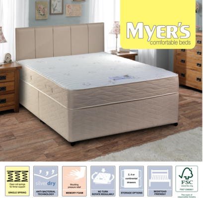 Myers Beds Myers Memory Small Double Divan - No Storage