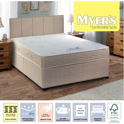 Myers Memory Small Double Divan - No Storage