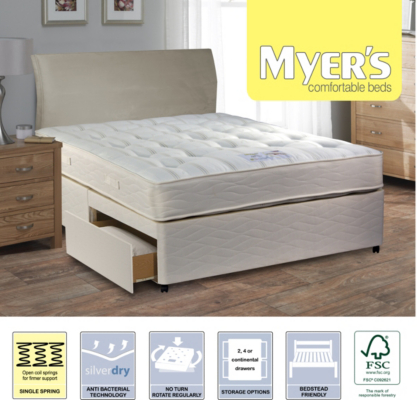 Myers Beds Myers Memory Double Divan - 2 Drawers 505244944409