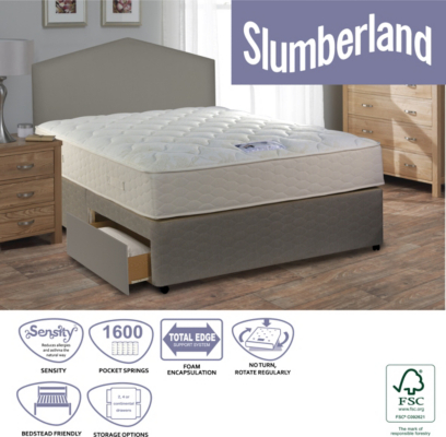 Slumberland Beds Slumberland Mini Pocket King Divan - 4 Drawers
