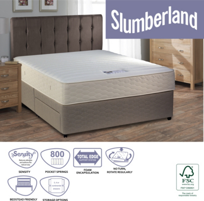 Slumberland Beds Slumberland 800 Pocket Single Divan - No Storage