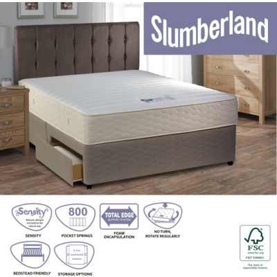 Slumberland 800 Pocket Single Divan - 2 Drawers