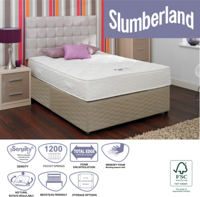 Slumberland Beds Slumberland 1200 Pocket Double Divan - No