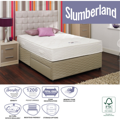 Slumberland 1200 Pocket Single Divan - 2 Drawers