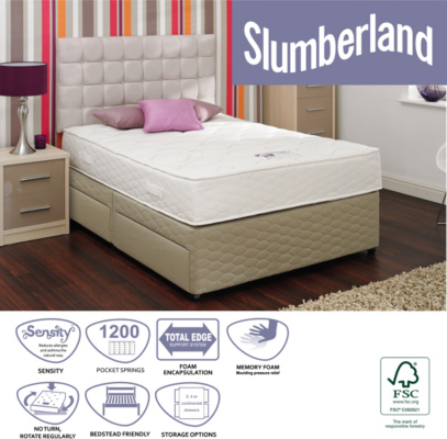 Slumberland Beds Slumberland 1200 Pocket Double Divan - 4 Drawers
