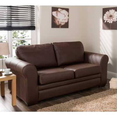 Sofa Bed Leather - Brown, Brown