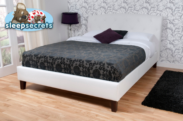 Sleep Secrets Lincoln Bed Frame With Headboard - White Double,