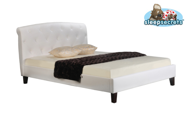 Sleep Secrets Lincoln Bed Frame With Headboard - White King,