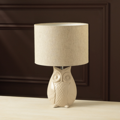 Ceramic Owl Table Lamp, Grey 130265