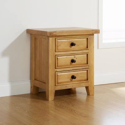 Portofino 3 Drawer Bedside Cabinet, Pine TUSCANY