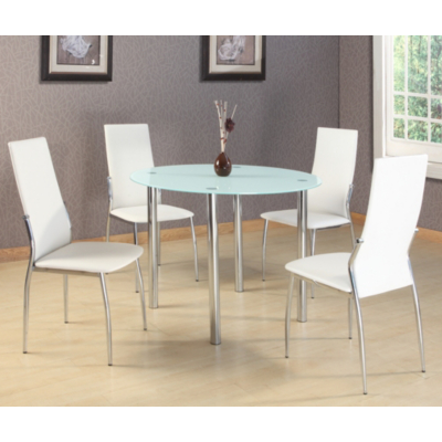 ASDA Verona Round White Glass Dining Table and 4