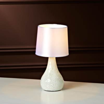 Small White Mosaic Table Lamp, White