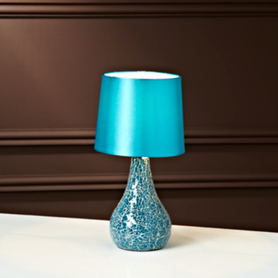 ASDA Small Teal Mosaic Table Lamp, Green AS3826-TL