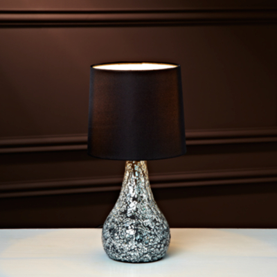 ASDA Small Silver Mosaic Table Lamp, Black