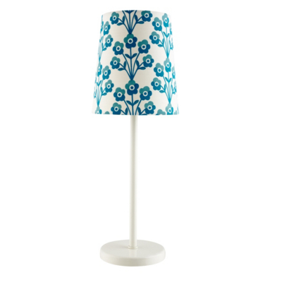 Teal Floral Table Lamp, Cream `TMT - 2454