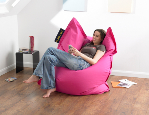 Plain Lazy Bean Bag in Pink, Pink `95627 BLACK