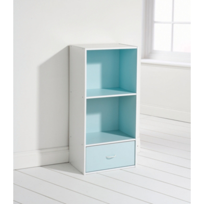 Candy floss Slim Bookcase Drawer Storage, Blue