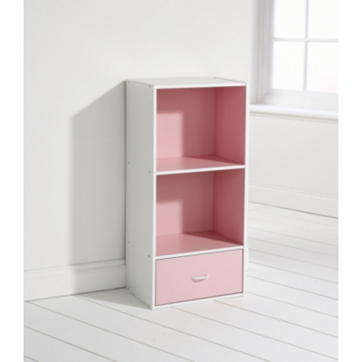 Candy floss Slim Bookcase Drawer Storage, Pink