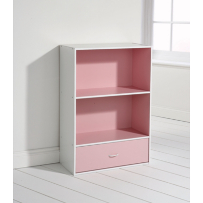 Candy floss Wide Bookcase Drawer Storage, Pink