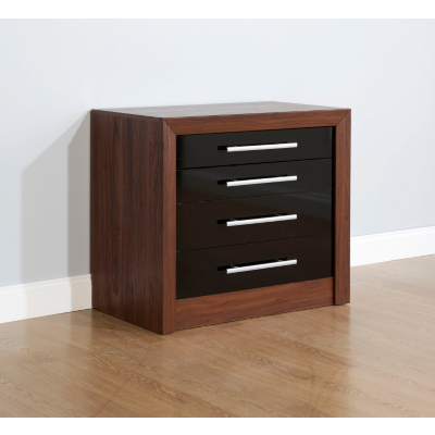 ASDA Monte Carlo 4 Drawer Chest in Walnut Black Gloss