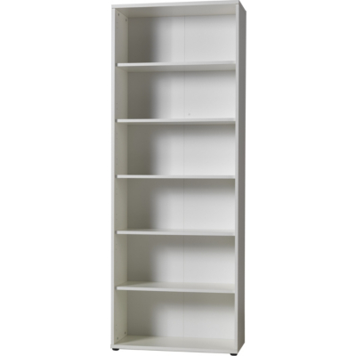 Mura Five Shelf Wide Bookcase in White 71404451