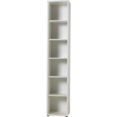 Mura Five Shelf Narrow Bookcase in White 71400451